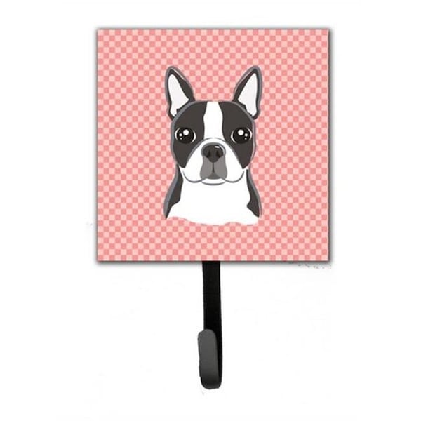 Jensendistributionservices Checkerboard Pink Boston Terrier Leash & Key Holder MI632230 - main